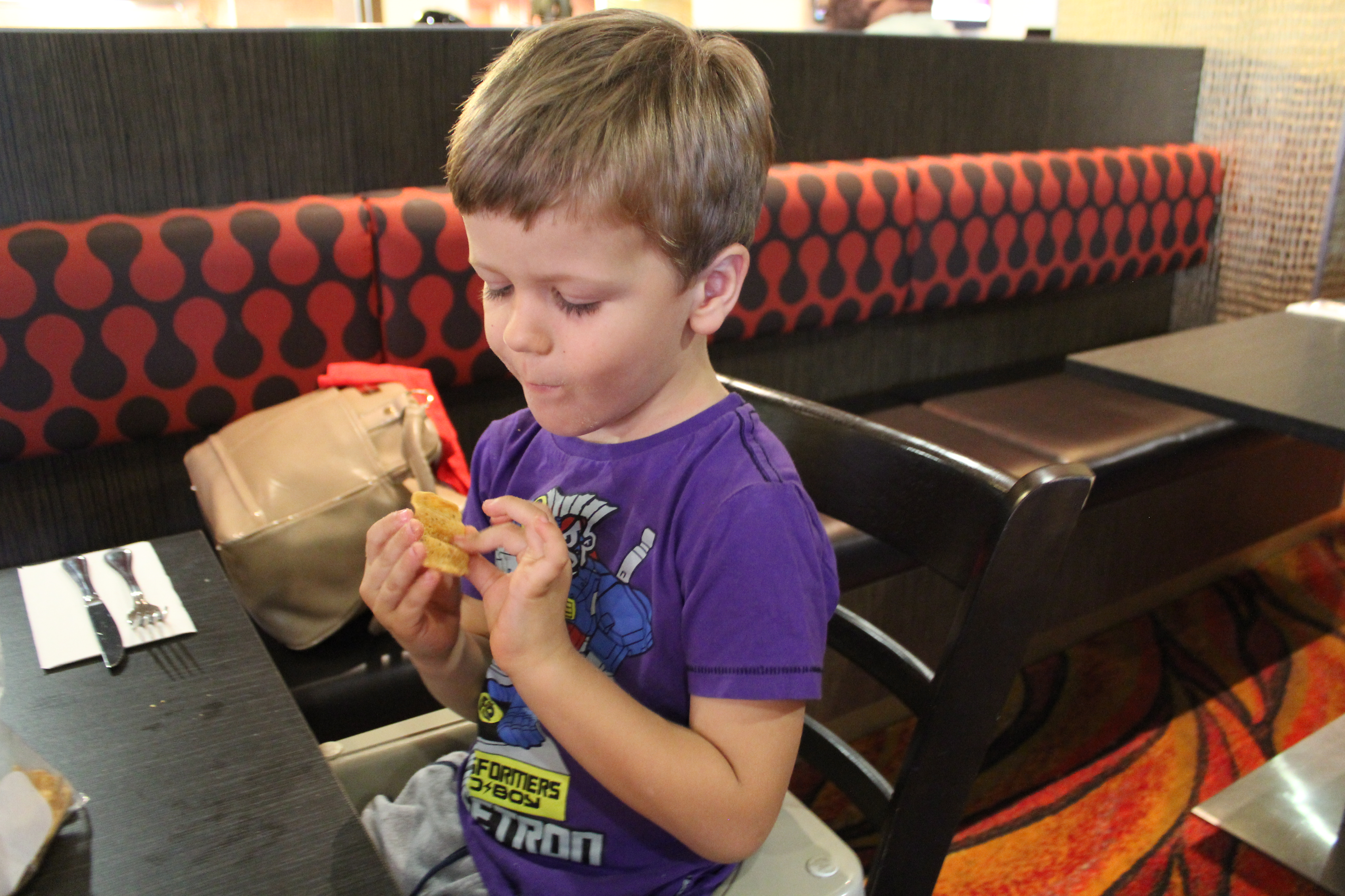 Oliver at restaurant